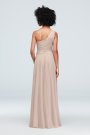 One-Shoulder Mesh Bridesmaid Dress with Full Skirt David's Bridal F19932