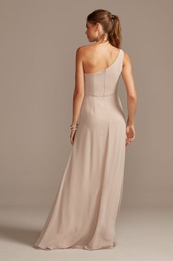 Simple Chiffon One-Shoulder Bridesmaid Dress David's Bridal F20163