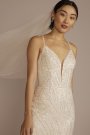 Strappy Back V-Neck Beaded Sheath Wedding Dress SWG952