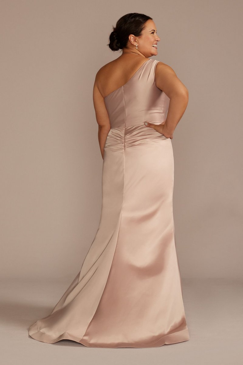 One-Shoulder Stretch Satin Bridesmaid Dress GS290147