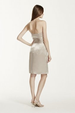 Short Charmeuse Dress with Ruched Waist and Pocket David's Bridal 83707