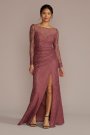 Tall Long-Sleeve Lace Bridesmaid Dress with Slit GS290111