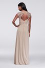 Long Mesh Dress with Lace Cap Sleeves David's Bridal F19505