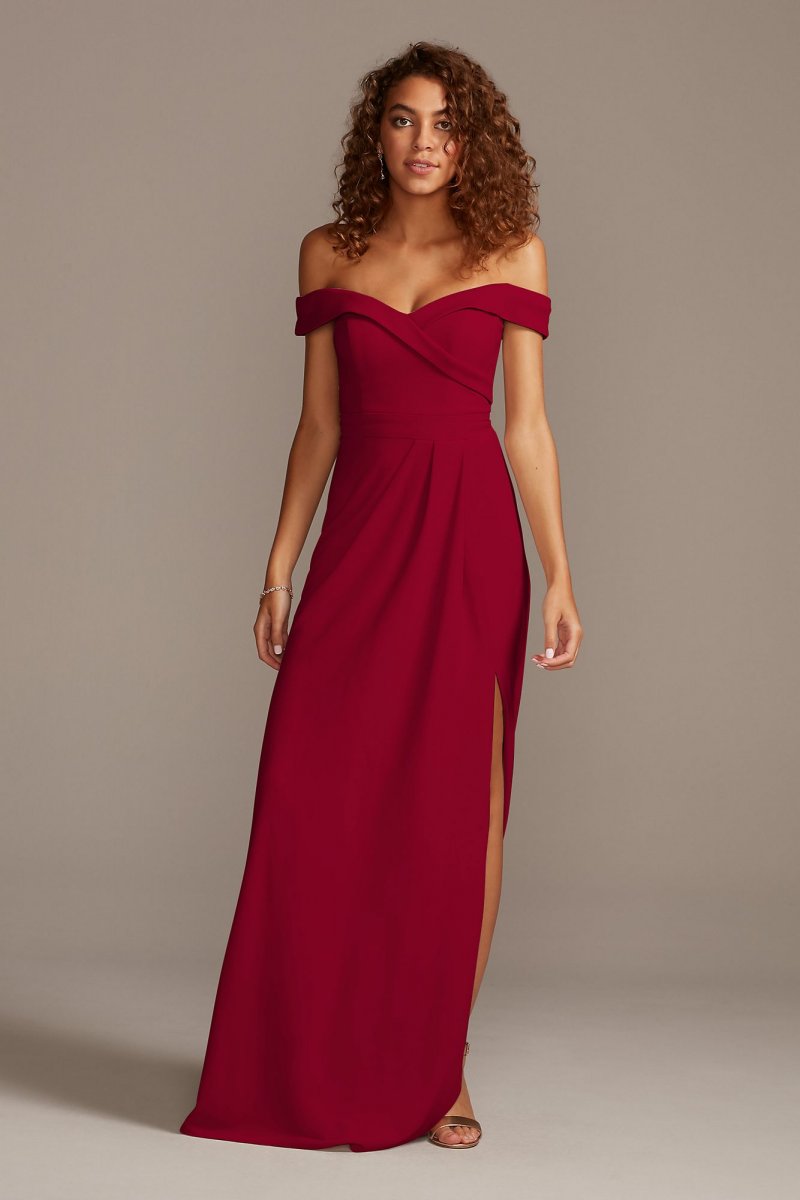 Stretch Crepe Off-the-Shoulder Bridesmaid Dress David's Bridal F20106