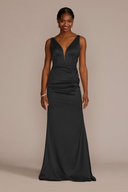 Stretch Satin Cowl Back Bridesmaid Dress Galina Signature GS290094