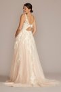 Illusion Plunge V-Neck Lace Wedding Gown Oleg Cassini CWG924