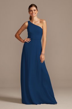 Simple Chiffon One-Shoulder Bridesmaid Dress David's Bridal F20163