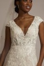 Beaded Lace Cap Sleeve Tall Plus Wedding Dress MS251263