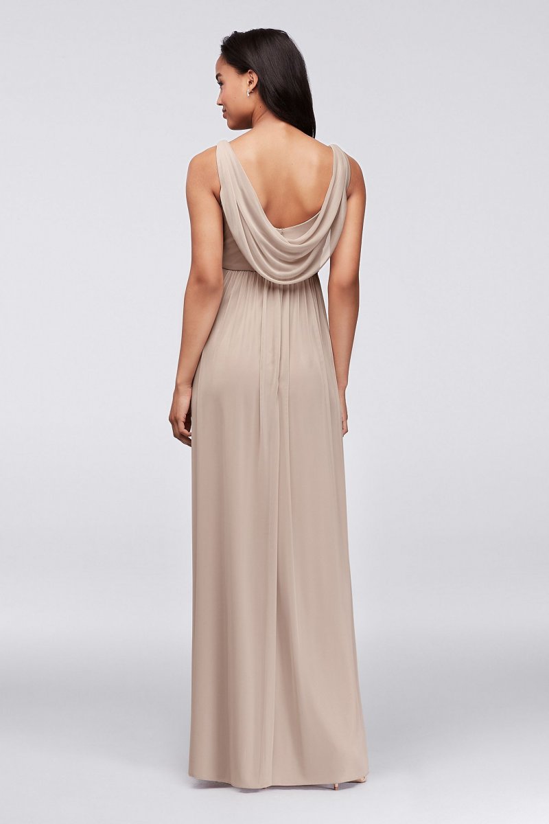 Long Mesh Dress with Cowl Back Detail David's Bridal F15933