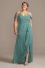 Off-the-Shoulder Bridesmaid Dress with Cascade David's Bridal F20010