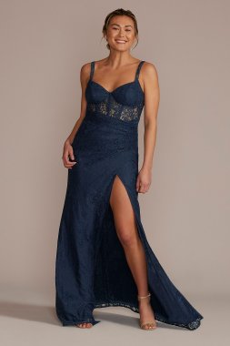 Tall Lace Corset Bodice Bridesmaid Dress with Slit GS290105