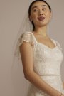 Recycled Lace Illusion Cap Sleeve Wedding Dress RWG4080