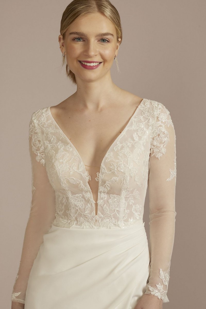 Recycled Lace Sheer Long Sleeve Wedding Dress RWG4078