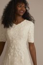 Beaded Lace Elbow Sleeve Modest Wedding Dress MSLMS251177