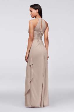 Long Mesh Dress with Illusion Halter Neckline David's Bridal F15662