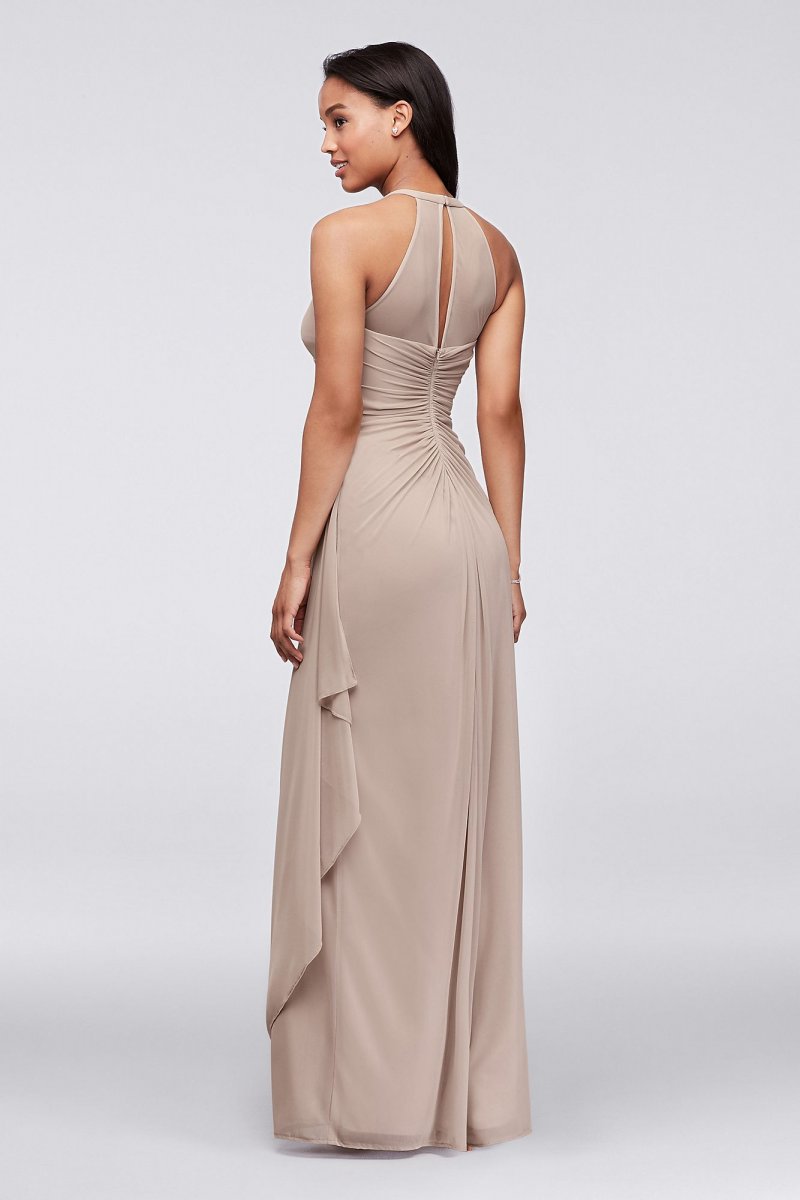 Long Mesh Dress with Illusion Halter Neckline David's Bridal F15662