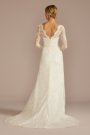 Beaded Lace Long Sleeve Sheath Wedding Dress CWG975