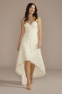 High-Low Lace Spaghetti Strap V-Neck Wedding Dress SDWG1135