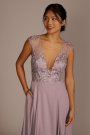 Cap Sleeve Lace and Georgette Bridesmaid Dress Galina Signature GS290072