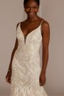 Plunging V-Neck Wedding Gown with Godet Skirt DB Studio WG4064