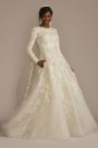 Beaded Lace Long Sleeve Modest Wedding Dress MSLCWG833