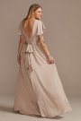 Flutter Sleeve V-Neck Charmeuse Bridesmaid Dress David's Bridal F20347