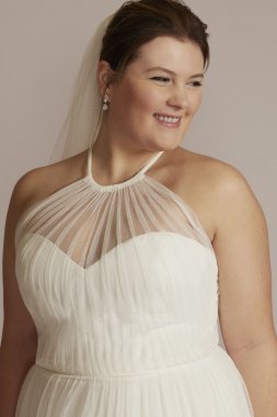 Halter Tall Plus Wedding Gown with Tiered Skirt DB Studio 4XL9WG4050