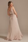 Crepe Satin Ruffle High-Low Bridesmaid Dress David's Bridal F20378