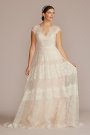 High Neck Cap Sleeve Lace A-Line Wedding Gown MS251253