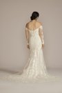 Off the Shoulder Lace Sleeve Trumpet Wedding Gown Oleg Cassini CWG927