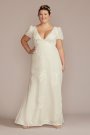 Floral Puff Sleeve V-Neck Tall Plus Wedding Gown DB Studio 4XL9WG4052