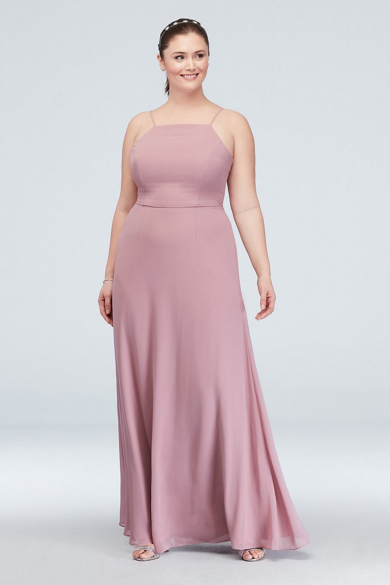 High-Neck Chiffon Bridesmaid Dress David's Bridal F19936