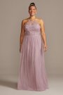 High-Neck Embroidered Soft Net Bridesmaid Dress David's Bridal F20118