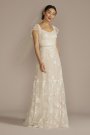 Recycled Lace Illusion Cap Sleeve Wedding Dress RWG4080