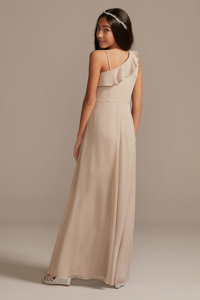 One Shoulder Chiffon Junior Bridesmaid Dress David's Bridal JB9897