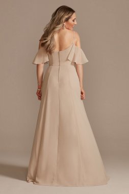 Cold-Shoulder Long Chiffon Bridesmaid Dress David's Bridal F20365