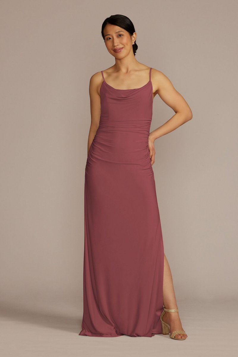 Ruched Jersey Spaghetti Strap Bridesmaid Dress F20567