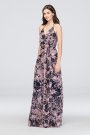 Double-Strap Long Printed Bridesmaid Wrap Dress David's Bridal F19755P