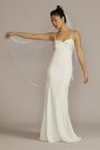 Satin Crepe Empire Sheath Plus Size Wedding Dress SDWG1087