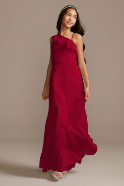 One Shoulder Chiffon Junior Bridesmaid Dress David's Bridal JB9897