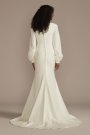 Crepe Billow Sleeve Modest Mermaid Wedding Dress MSLWG4099