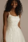 Scoop Back Lace Applique Tulle Wedding Dress SDWG1148