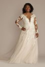 Illusion V-Neck Long Sleeve Lace Wedding Gown SLCWG924