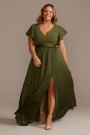 Flutter Sleeve V-Neck Charmeuse Bridesmaid Dress David's Bridal F20347