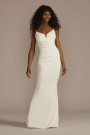 Ruched V-Neck Spaghetti Strap Sheath Wedding Dress SDWG1175