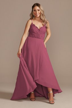 Lace Chiffon High-Low Bridesmaid Dress David's Bridal F20360