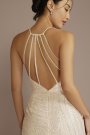 Strappy Back V-Neck Beaded Sheath Wedding Dress SWG952