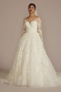 Lace Appliqued Illusion Long Sleeve Wedding Dress CWG947