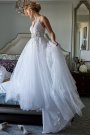 Illusion Halter Beaded Lace A-Line Wedding Dress SWG948