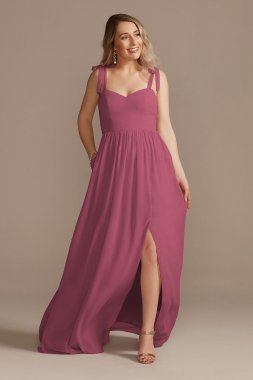 Tie-Strap Chiffon Sweetheart Long Bridesmaid Dress David's Bridal F20364